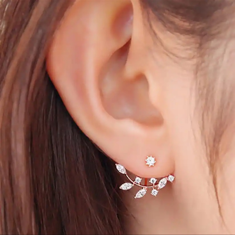 *2/$10 NEW! Creative Minimalist Geometric Drop Earrings Leaf Rhinestone Stud